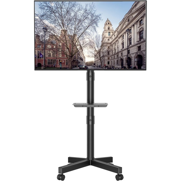 Suport TV Mobil BONTEC cu Roti, Inclinare si Inaltime Reglabila, 23-60 Inch