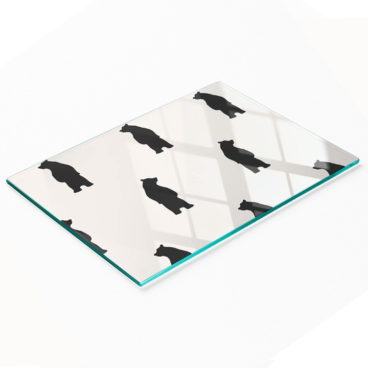 Dekoratív tábla, Tulup, grafikus medvenyitás, 80x52cm, biztonsági üveg, csúszásmentes