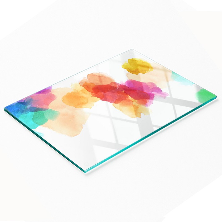 Tulup dekorációs üveglap, 80x52cm, csúszásmentes, magas hőmérsékletnek ellenálló, többszínű, 1 db-os készlet