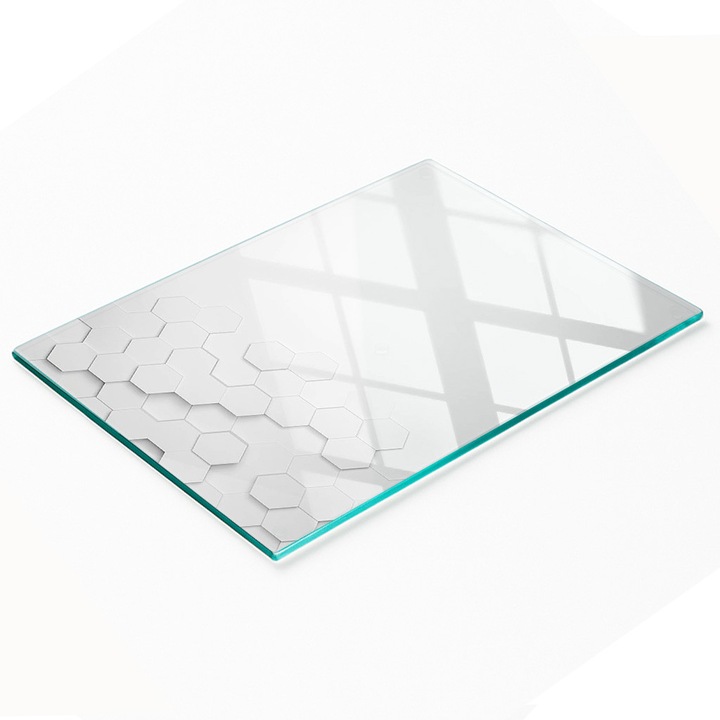 Tulup dekoratív vágódeszka, 80x52 cm, edzett üveg, csúszásmentes, magas hőmérsékletnek ellenálló