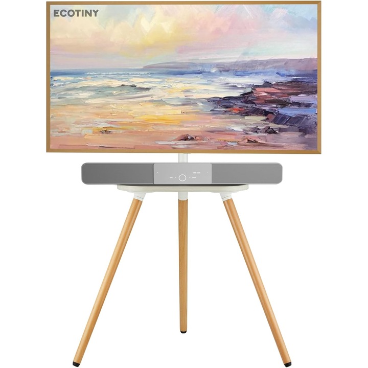 TV Állvány Fa 43-65 Inch, Állítható, Forgatható, Fekete Dió