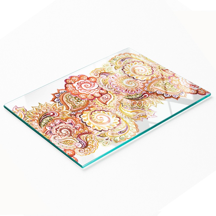 Tulup dekorációs tábla, biztonsági üveg, 80x52cm, csúszásgátló, magas hőmérsékletnek ellenálló