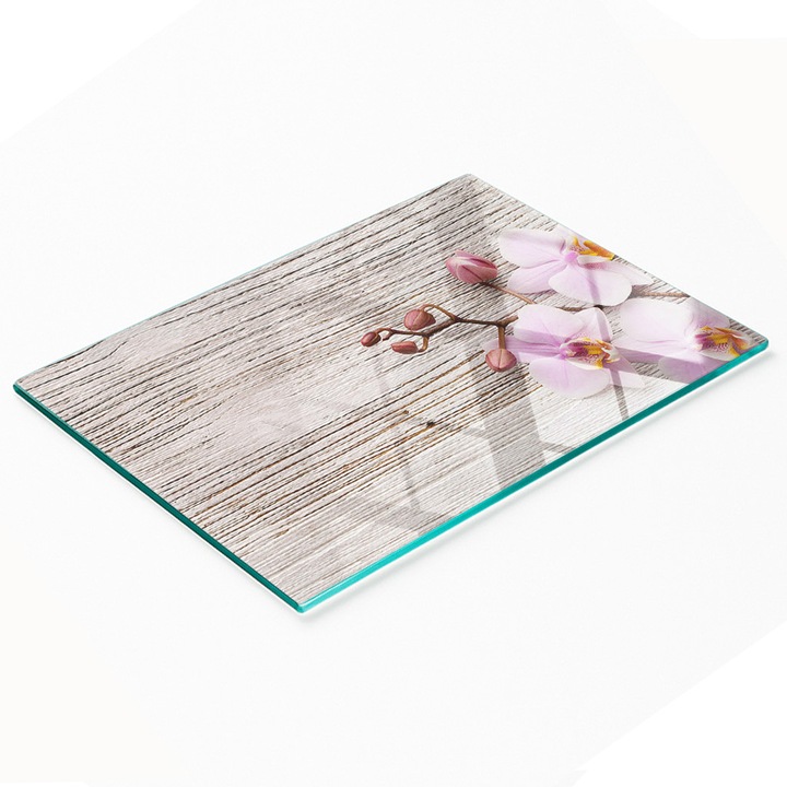 Tulup dekoratív konyhai falvédő, edzett üveg, 80x52cm, csúszásmentes, magas hőmérsékletnek ellenálló