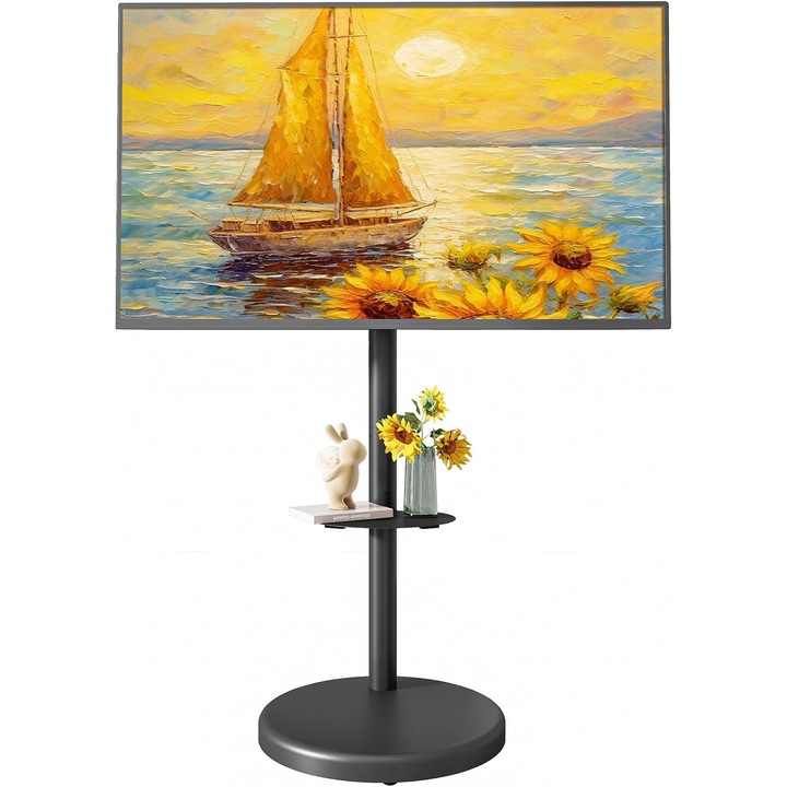 Mobil TV állvány, Állítható magasságú, Forgatható, Fekete (37-86 inch)