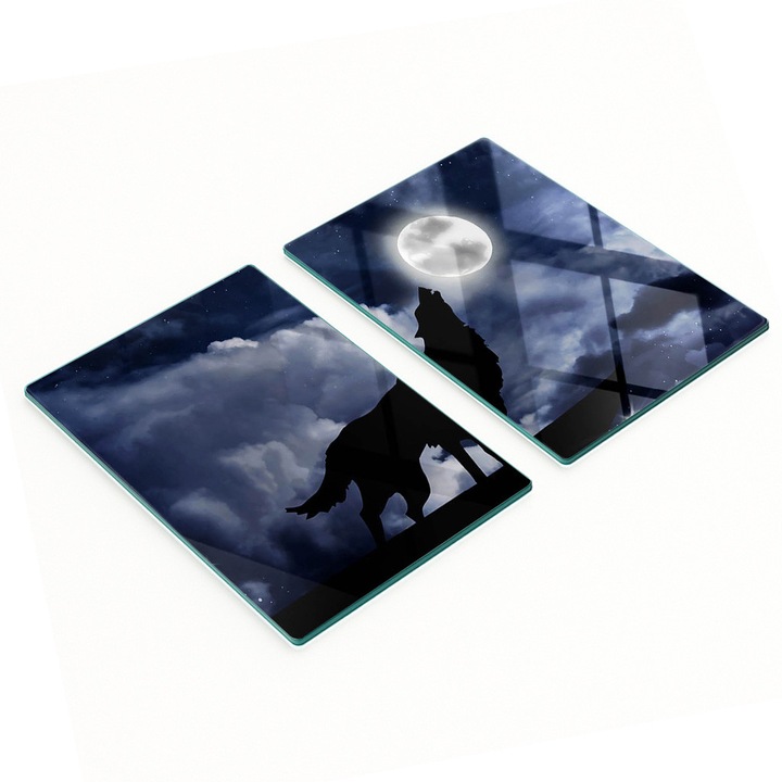 Set 2 Tavite din Sticla, Tulup, 2x40x52cm, Antiderapante, Rezistente la Temperatura