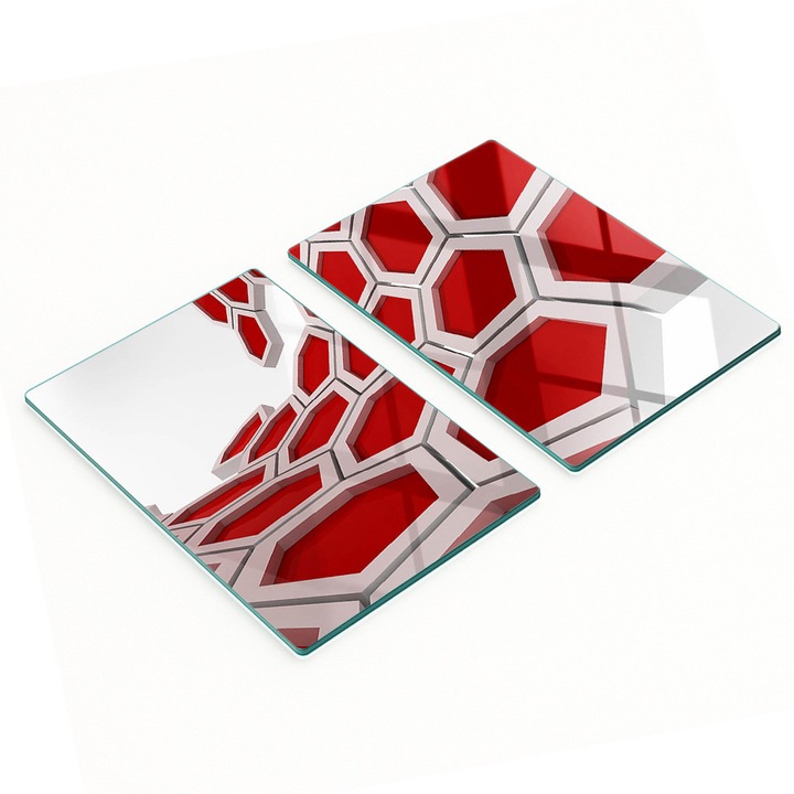 Set de placi decorative Tulup, sticla calita, 2x40x52cm, antiderapante, rezistente la temperaturi ridicate