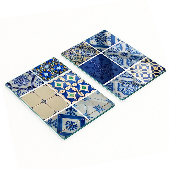 Tulup 2 db dekoratív táblakészlet, edzett üveg, 2x40x52cm, csúszásmentes, magas hőmérsékletnek ellenálló