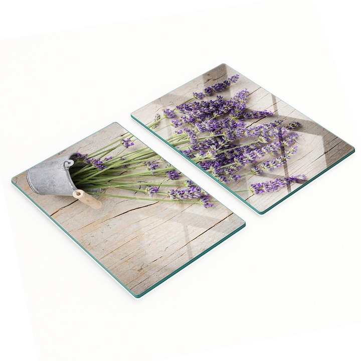 2 db Tulup vágódeszka készlet, edzett üveg, 2x40x52 cm, csúszásgátló, magas hőmérsékletnek ellenálló