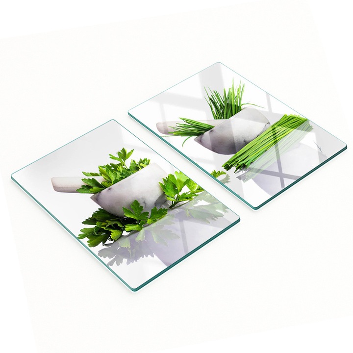 Tulup konyhai vágódeszkák, 2 darabos készlet, üveg, 2x40x52cm, csúszásmentes, magas hőmérsékletnek ellenálló