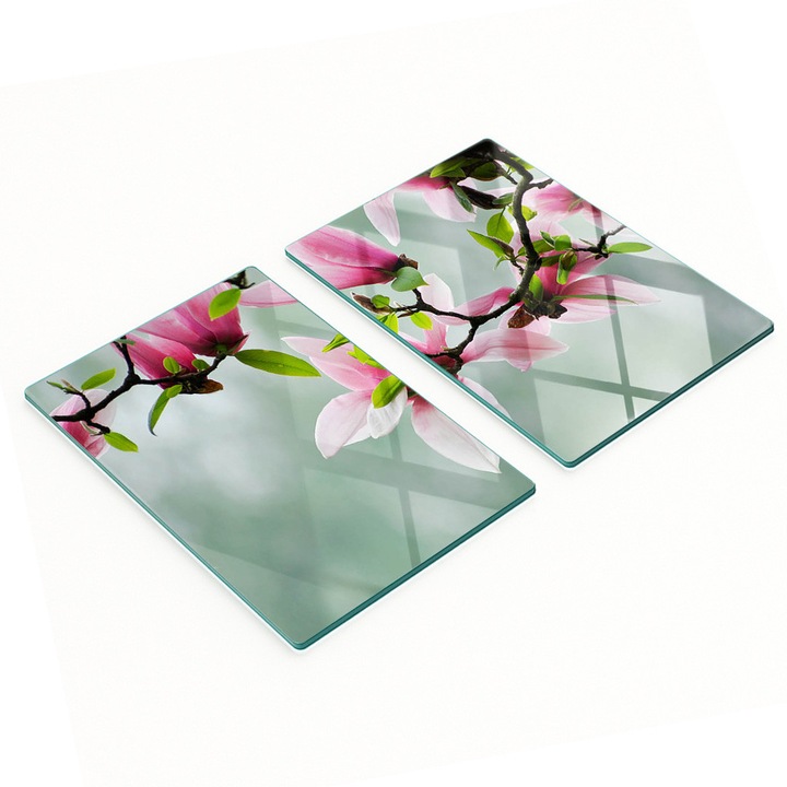 Tulup dekoratív lapok, 2 db-os készlet, biztonsági üveg, 2x40x52cm, csúszásmentes, magas hőmérsékletnek ellenálló