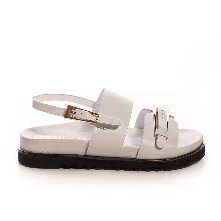 Дамски сандали Voetti, естествена кожа, бели, размер на платформата 3.5, Бял