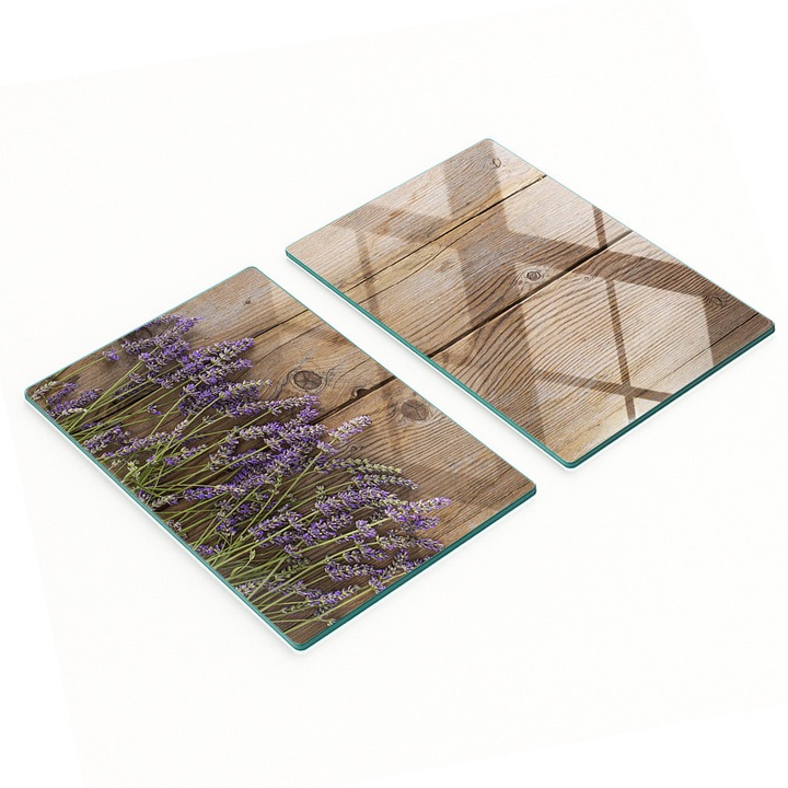 2 db Tulup konyhai vágódeszka készlet, edzett üveg, 2x40x52 cm, csúszásmentes, magas hőmérsékletnek ellenálló