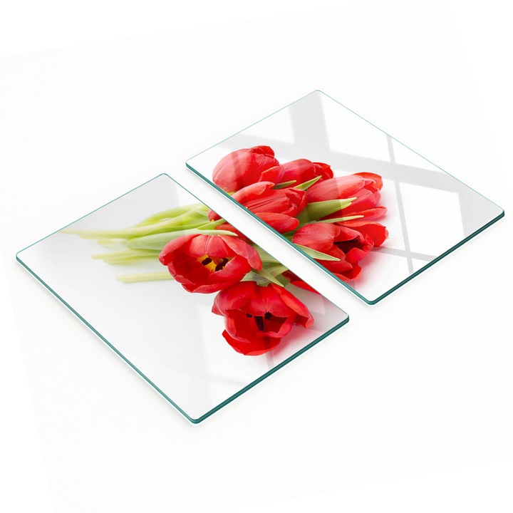 2 darab Tulup konyhai vágódeszka készlet, edzett üveg, 2x40x52 cm, csúszásgátló, magas hőmérsékletnek ellenálló