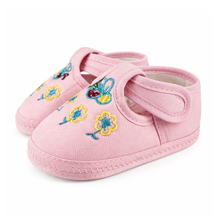 Botoșei bebeluși Chippo 30101-2-PK-L, Flori, Textil, L, 11.5 cm, 20 EU, Roz