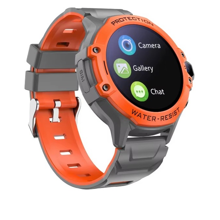 Детски Смарт часовник NUBKI K55, GPS+LBS+Wi-Fi Tracking, 4G, TFT Дисплей, 240*240 HD Дисплей, Камера, Видео разговор, Крачкомер, Оранжев