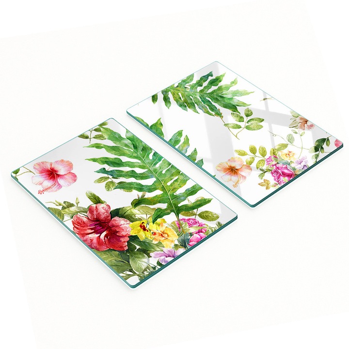 Tulup, 2 db-os dekoratív üveglap készlet, 2x40x52cm, csúszásmentes, magas hőmérsékletnek ellenálló