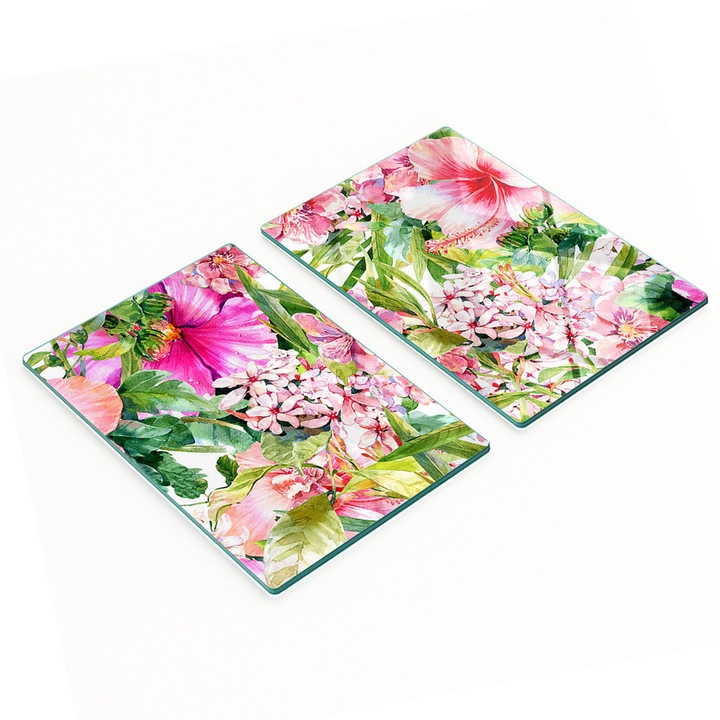Tulup konyhai vágódeszkák, 2 darabos készlet, üveg, 2x40x52cm, csúszásmentes, magas hőmérsékletnek ellenálló