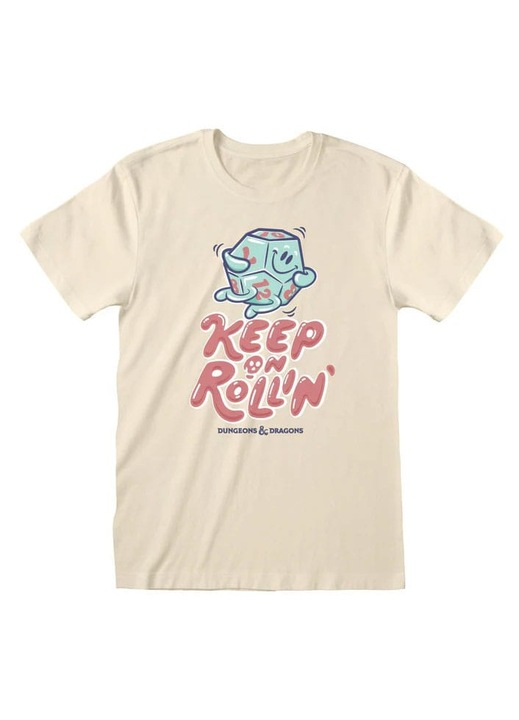 Férfi póló, Heroes inc, Dungeons & Dragons "Keep On Rolling", pamut, bézs