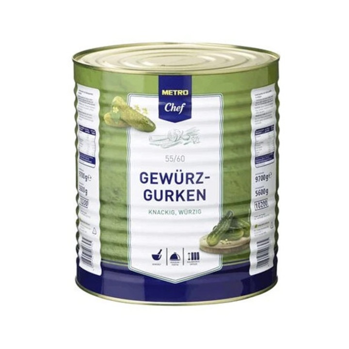 Savanyított uborka, 55/60, Metro Chef, 10,2 L