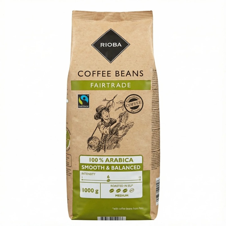 Cafea Boabe 100% Arabica, Fairtrade, Rioba, 1 Kg