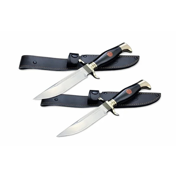 Комплект от два тактически ловни ножа, Depox, 440C, акрилна дръжка, 26 см, черни