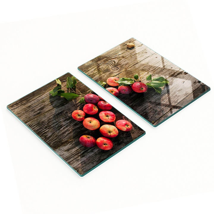 Tulup konyhai vágódeszkák, 2 darabos készlet, üveg, 2x40x52cm, csúszásmentes, magas hőmérsékletnek ellenálló