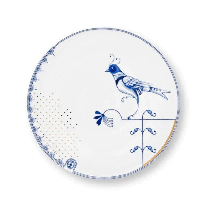 Porcelántányér, Pip Studio, Fehér, 25, 5 cm, Pip & The Blue Bird kollekció