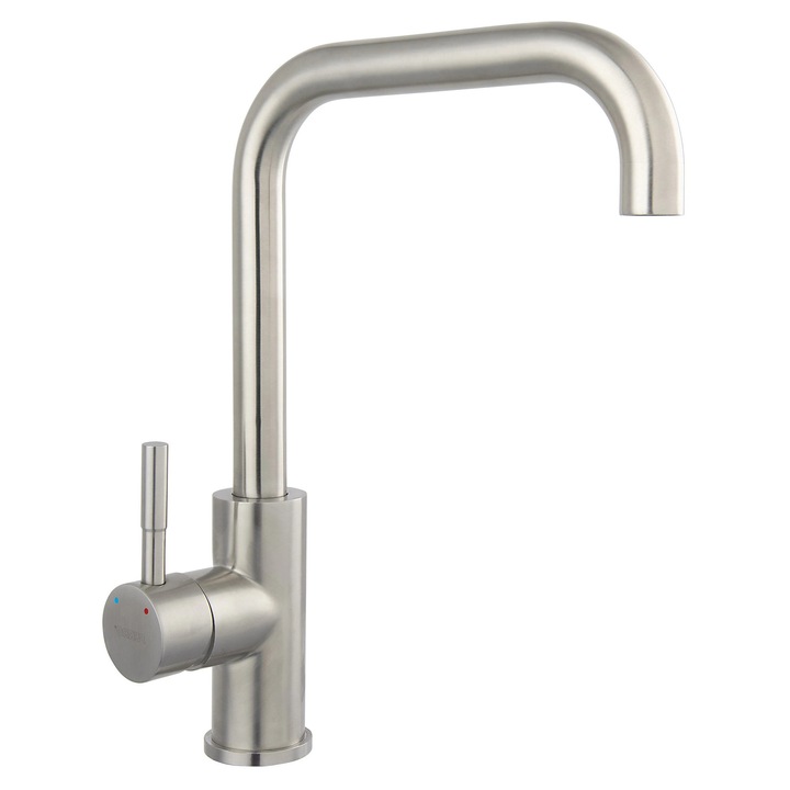 Baterie bucatarie, Ferro Coretto Square BCX4, stativa, monocomanda, inox, finisaj inox