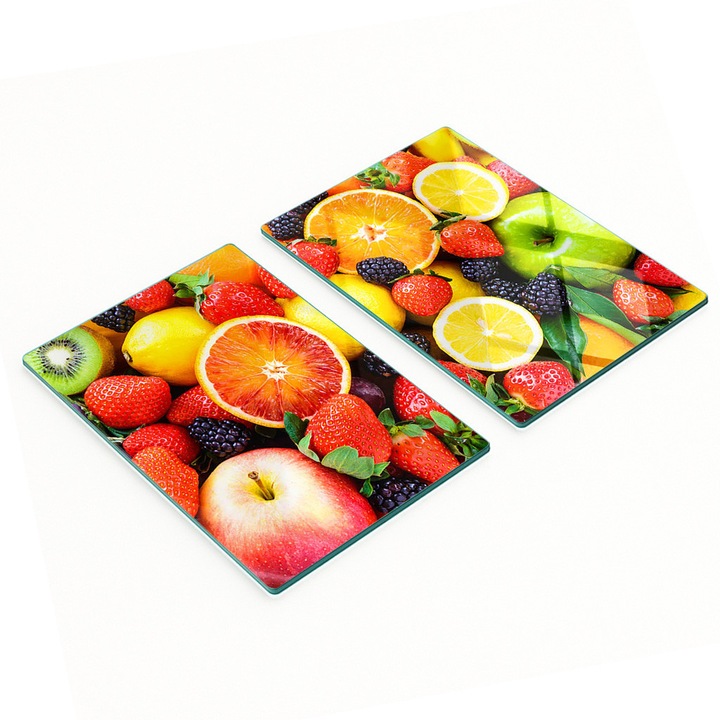 Tulup konyhai vágódeszkák, 2 darabos készlet, üveg, 2x40x52cm, csúszásmentes, tartós nyomtatás