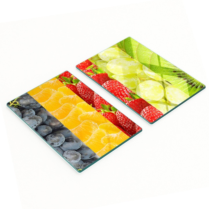 Tulup konyhai vágódeszkák, 2 darabos készlet, üveg, 2x40x52cm, csúszásmentes, magas hőmérsékletnek ellenálló