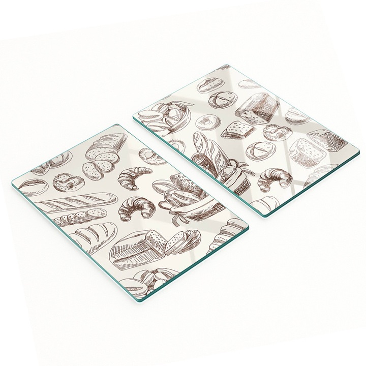 Tulup Dísztányér Készlet, Konyhai Üvegtányér, 2x40x52 cm, Csúszásmentes, Hőálló