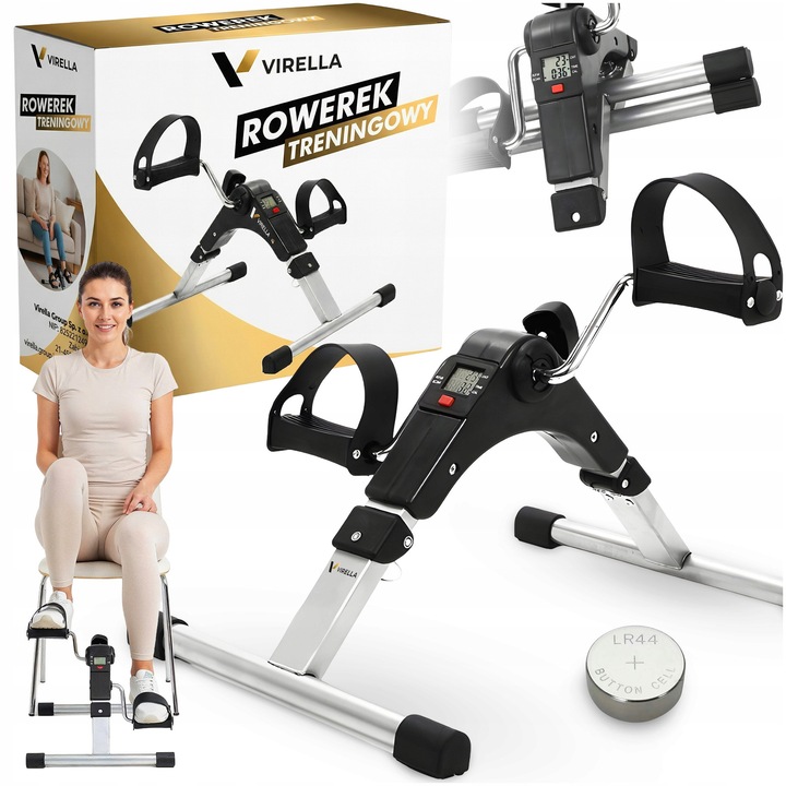 Bicicleta fitness Virella, rotor de antrenament 2 in 1, reglare a rezistentei, compacta, 48,5x36x24cm