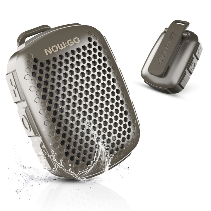 Boxă portabilă NOWGO Lava Clip, 12 ore de redare, Rezistentă la apă, 5 W, Verde