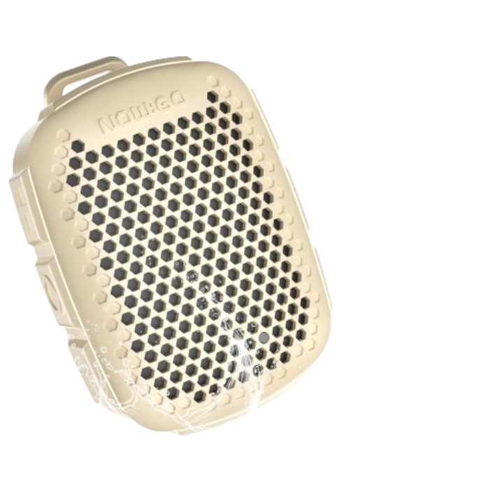 Boxă portabilă NOWGO Lava Clip, 12 ore de redare, Rezistentă la apă, 5 W, Auriu