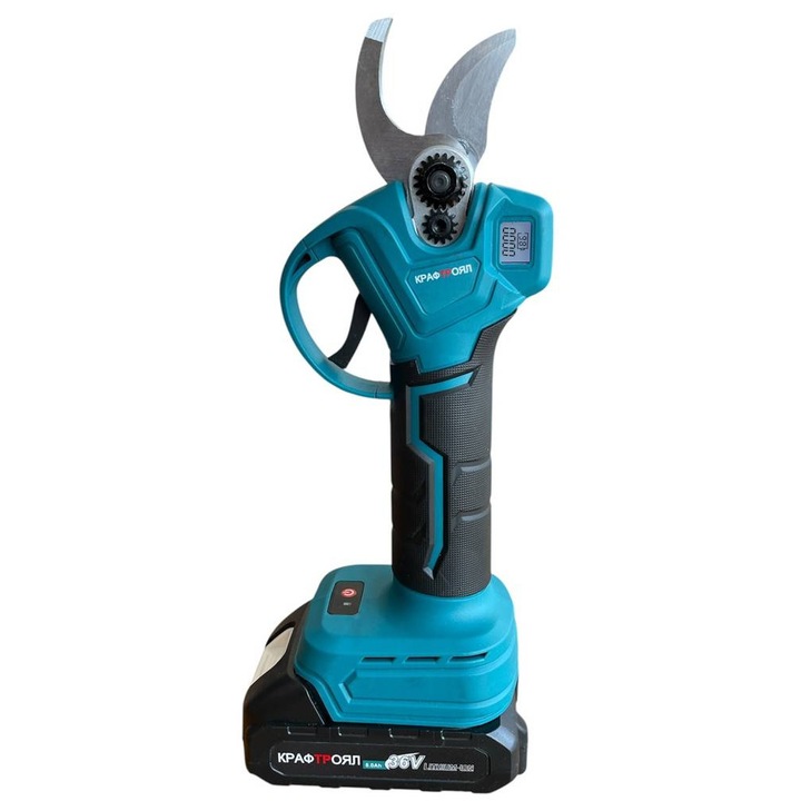 Foarfecă de vie, de grădină, cu display, reîncărcabilă, verde, 36VDC, 8Ah, Ø33mm, set