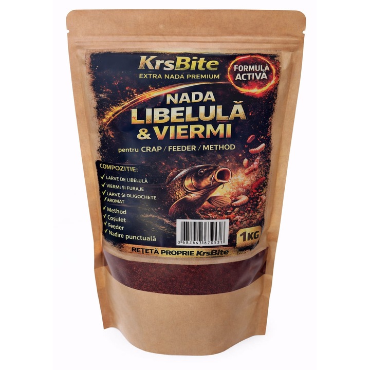 Nada KrsBite Libelula si Viermi, 1 kg, premium, pentru crap