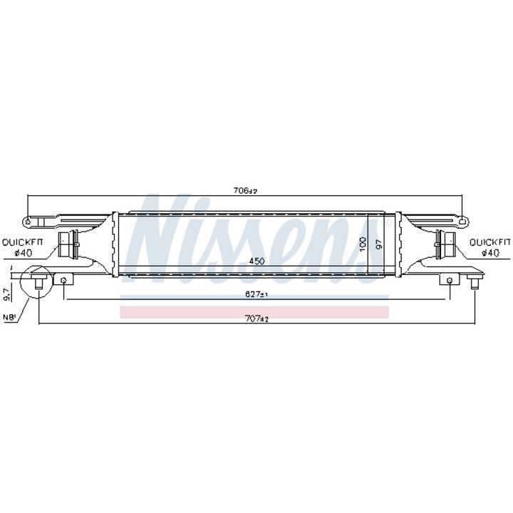 Intercooler, kompresszor NISSENS 96589
