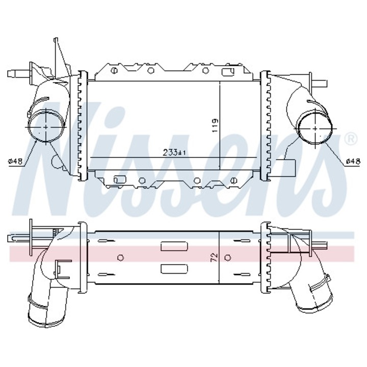 Intercooler, kompresszor NISSENS 96772