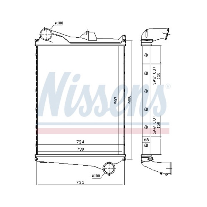 Intercooler, kompresszor NISSENS 97006