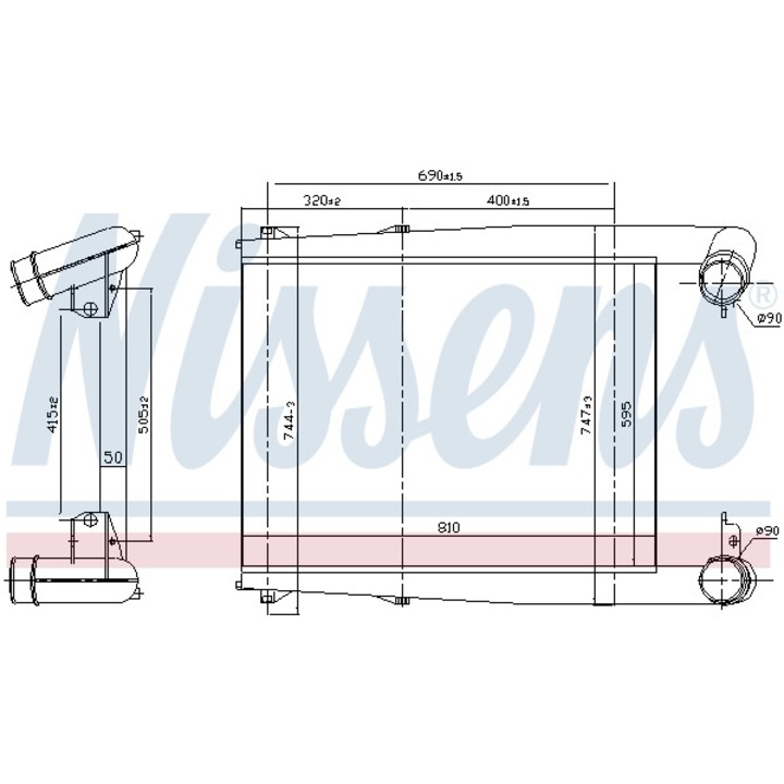 Intercooler, kompresszor NISSENS 97028