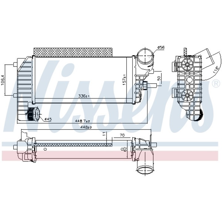 Intercooler, kompresszor NISSENS 96251