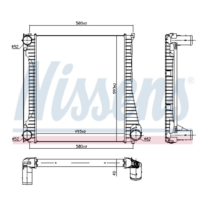 Intercooler, kompresszor NISSENS 96422