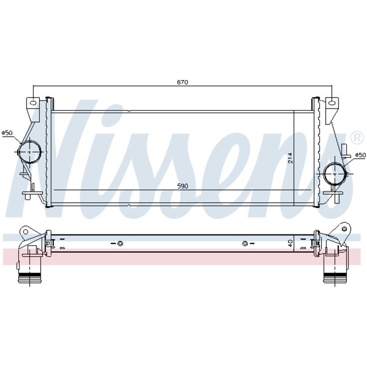 Intercooler, kompresszor NISSENS 96199