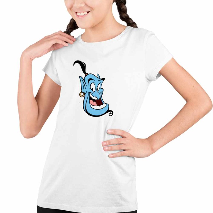 Tricou Copii Fete Aladdin Genie Duh Lampa Fermecata Alibaba, Fehér