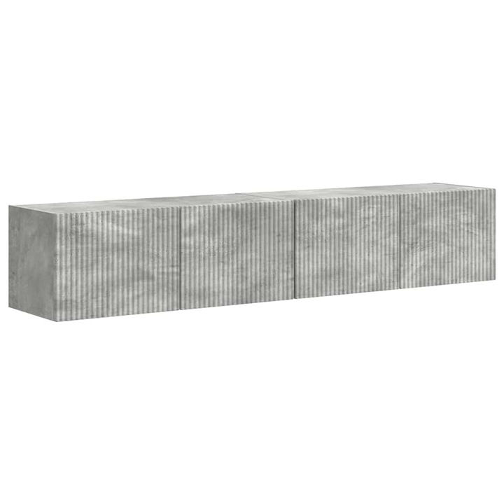 Dulap TV de perete, vidaXL, 2 piese, beton, 78, 5x31x29, 5cm, cu 2 uși, cu 4 rafturi