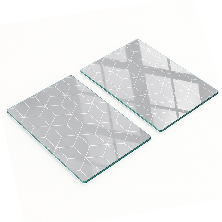 Tulup konyhai vágódeszkák, 2 darabos készlet, üveg, 2x40x52cm, csúszásmentes, magas hőmérsékletnek ellenálló