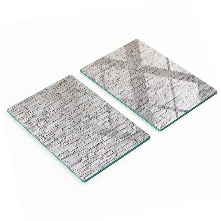 Konyhai vágódeszkák, Tulup, 2 db-os szett, edzett üveg, 2x40x52cm, csúszásmentes, magas hőmérsékletnek ellenálló