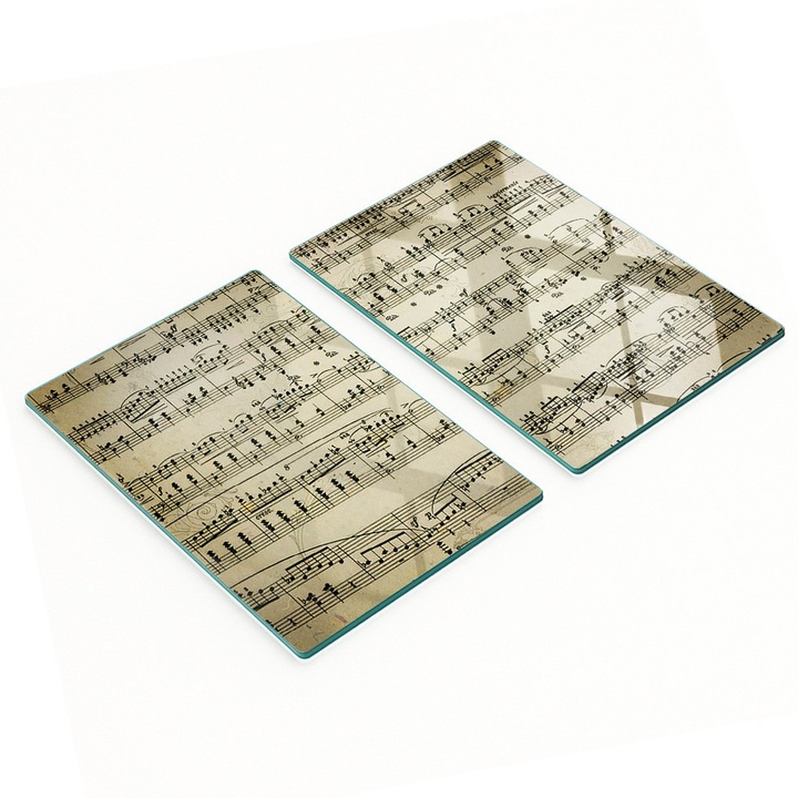 Tulup konyhai vágódeszka, 2 darabos készlet, edzett üveg, 2x40x52cm, csúszásmentes, magas hőmérsékletnek ellenálló