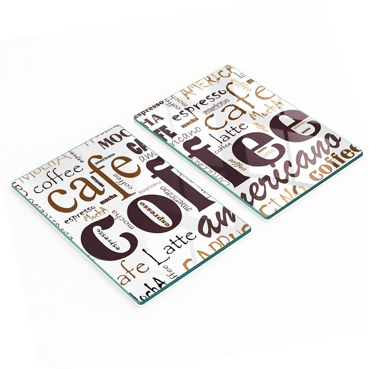 Tulup dekoratív üvegtábla készlet, edzett üveg, 2 darab, 2x40x52cm, csúszásmentes, magas hőmérsékletnek ellenálló