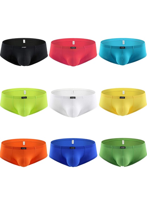 Set 9 Perechi de Boxeri Tip Thong cu Talie Joasa pentru Barbati - Poliamida si Elastan, Croiala Moderna & Confort Premium, Multicolor, Marimea 2XL